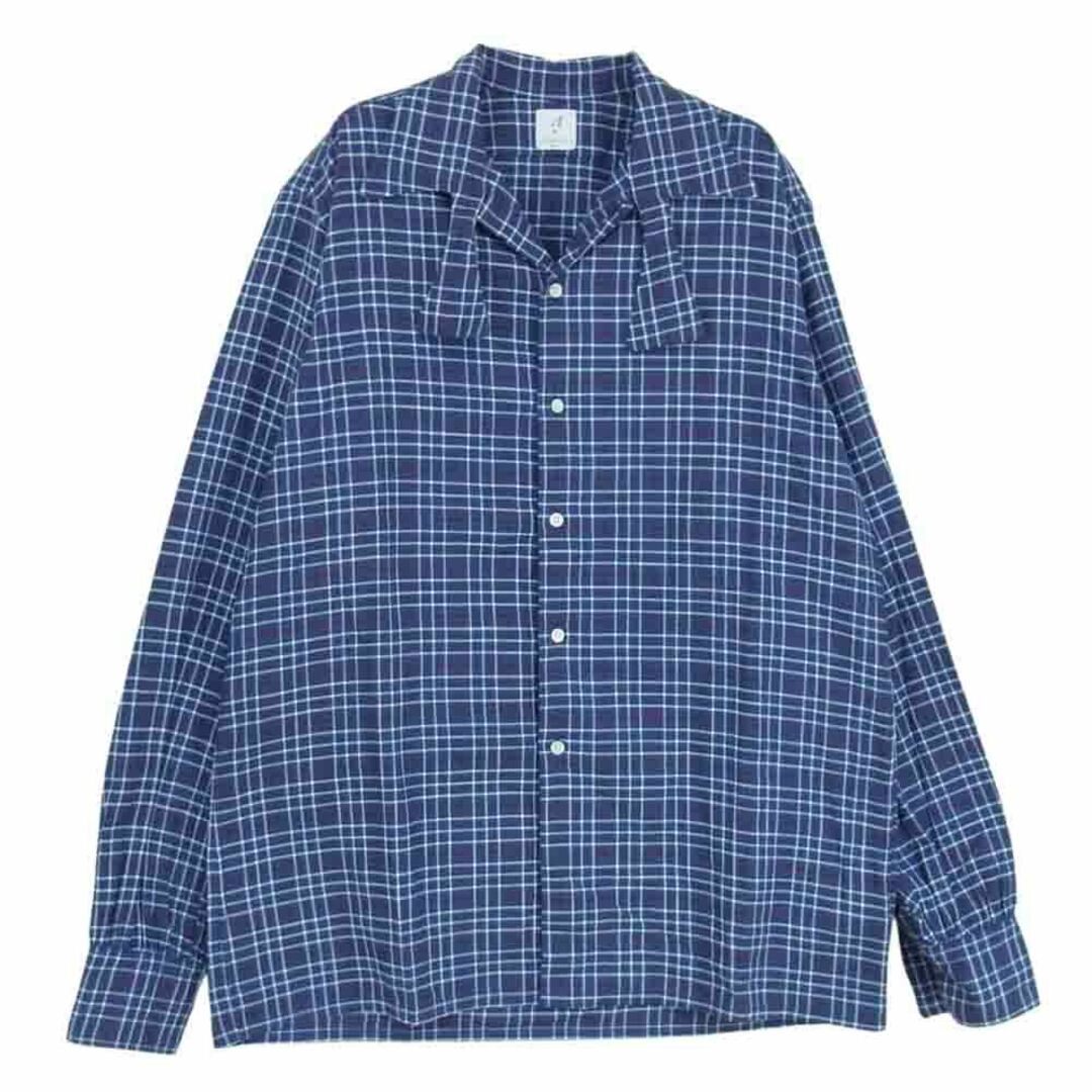 約735cm身幅ANATOMICA アナトミカ 長袖シャツ 530-182-06 WEEKEND SHIRT ウィークエンド コットン 長袖 シャツ ネイビー系 S【美品】