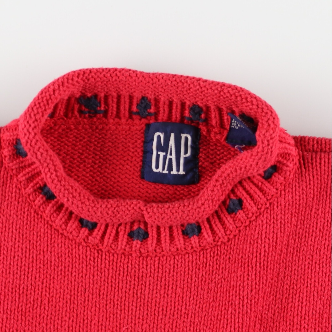 90年代 ギャップ GAP オールドギャップ 総柄 スノー柄 雪柄 ロールネック コットンニットセーター メンズL ヴィンテージ /eaa363598 2