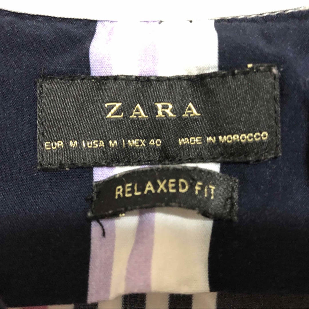 ZARA(ザラ)の【ザラ】半袖シャツ 柄シャツ　レーヨン　ストライプ　ド派手　カラフル48 メンズのトップス(シャツ)の商品写真