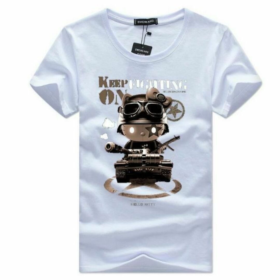 Tシャツキャラクタープリントレディース半袖 ホワイト XL ユニセックス レディースのトップス(Tシャツ(半袖/袖なし))の商品写真