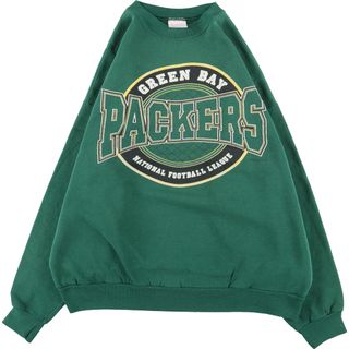 ヘインズ(Hanes)の古着 ヘインズ Hanes NFL GREEN BAY PACKERS グリーンベイパッカーズ プリントスウェットシャツ トレーナー メンズXL /eaa330328(スウェット)