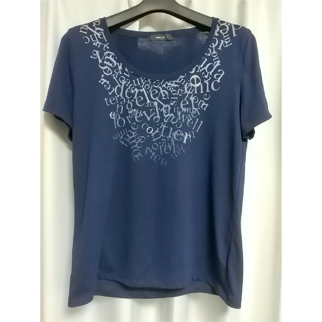 COMME CA ISM(コムサイズム)のCOMME CA ISM プリント 半袖 Tシャツ Ｌサイズ コムサイズム 紺色 レディースのトップス(Tシャツ(半袖/袖なし))の商品写真