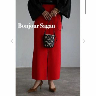 美品✨ Bonjour Sagan カラーニットIラインスカート タイトスカート(ロングスカート)