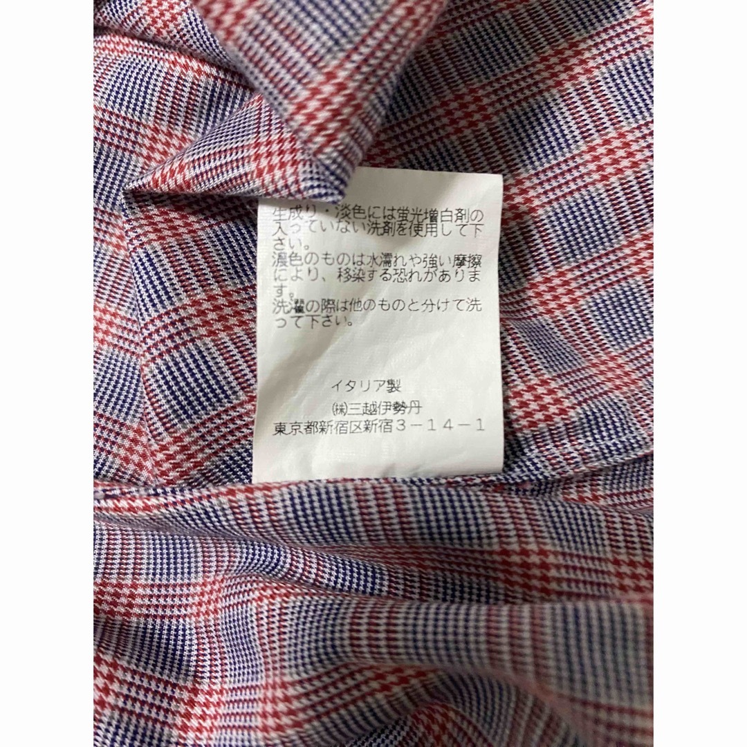 ［値下げ　美品］フィナモレ チェック ドレスシャツイタリア製 Sサイズ 4