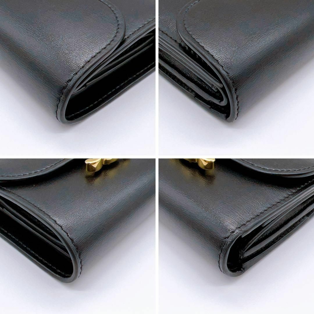極美品✨セリーヌ レザー トリオンフ 三つ折り財布 CELINE 黒×ゴールド