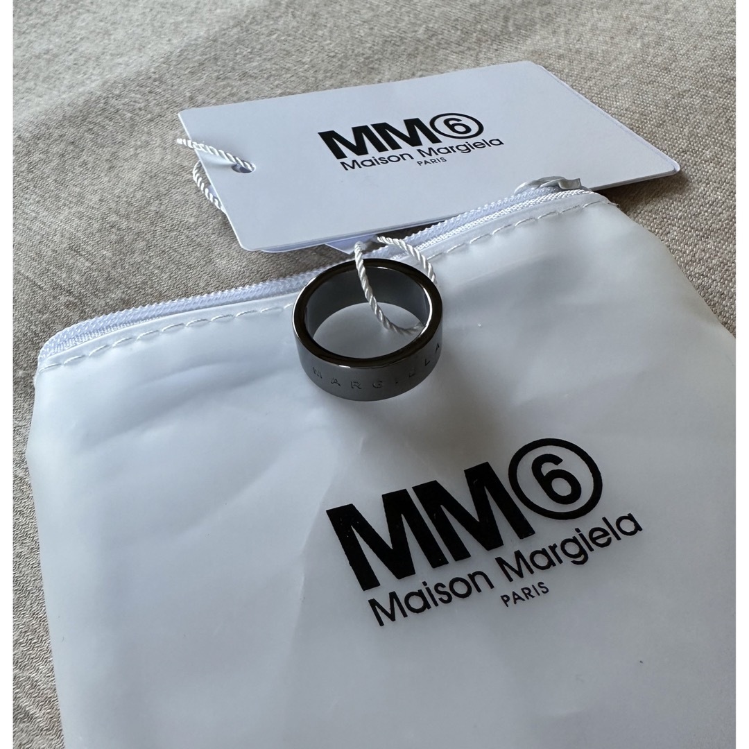 4新品 メゾン マルジェラ MM6 ブランドロゴ リング 指輪 ダークシルバー