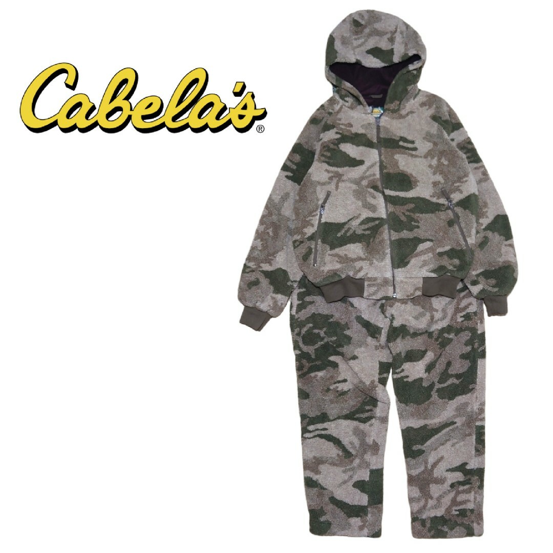 【Cabela's】レア 迷彩 カモ柄 ボアフリース セットアップ S-081Cabela