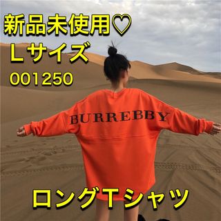 001250L ロングTシャツ バックロゴ 新品 未使用 長袖 オレンジ(Tシャツ(長袖/七分))