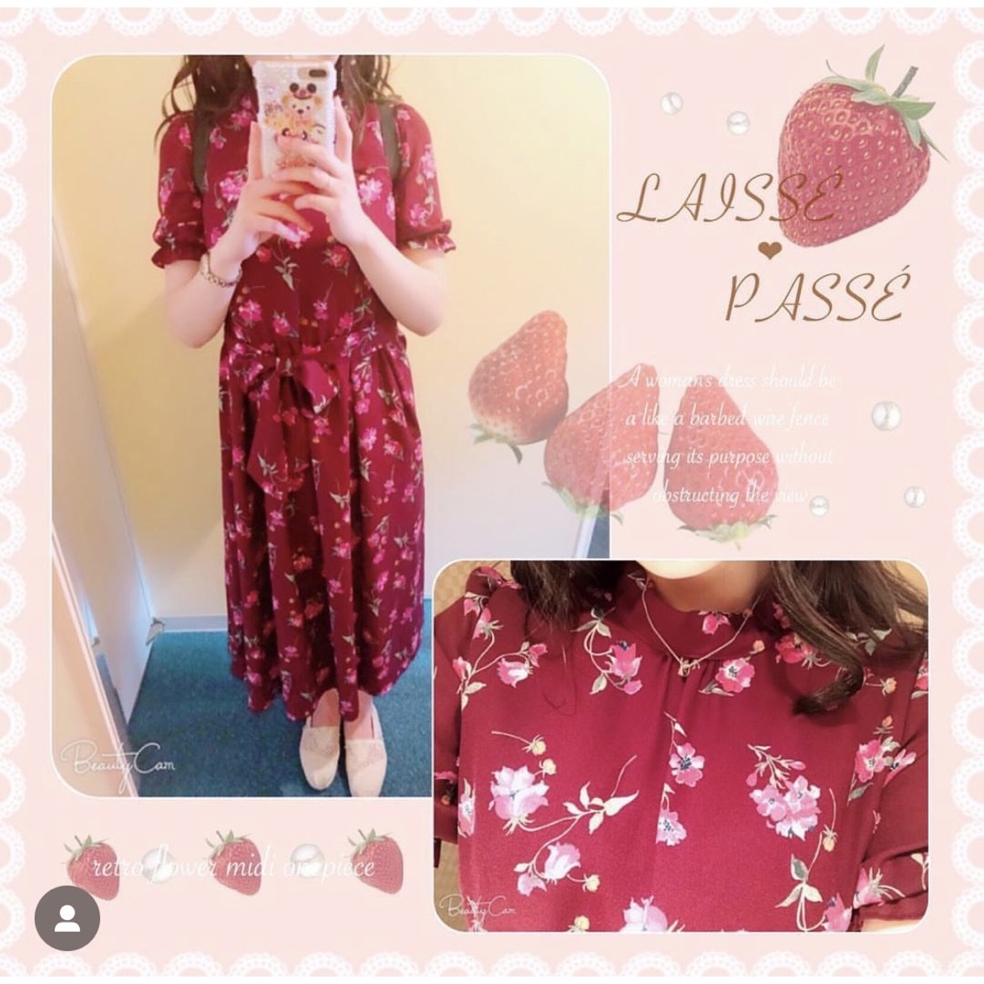 レッセパッセ 花柄ワンピース 【極美品】レッセ・パッセ ローズ柄 ロングワンピース