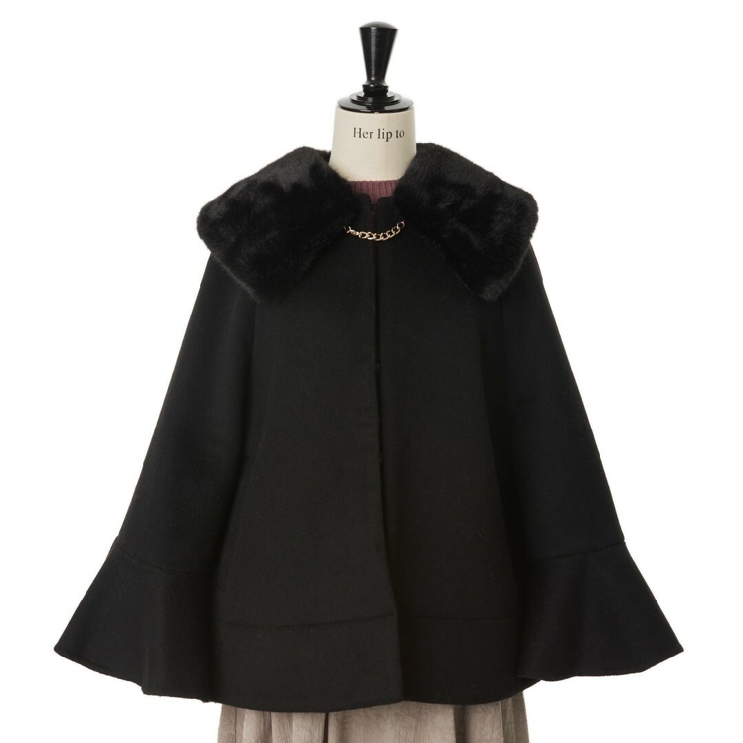 Her lip to(ハーリップトゥ)のblack / Convertible Faux Fur Tippet Coat レディースのジャケット/アウター(ポンチョ)の商品写真