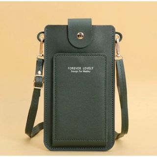 スマホショルダーバッグ　カード収納付　ケース　ホルダー　dark Green(ショルダーバッグ)