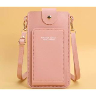 スマホショルダーバッグ　ケース　カード収納付　スマホホルダー　pink(ショルダーバッグ)