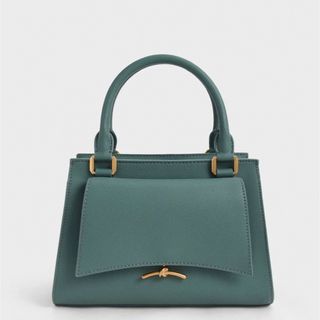 チャールズアンドキース(Charles and Keith)のHuxley ハクスリートラペーズ トートバッグ Teal 最終値下げ(ハンドバッグ)