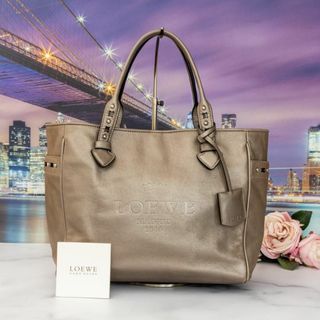 ロエベ(LOEWE)のLOEWE ヘリテージ トートバッグ 型押し ブロンズ メタリック(トートバッグ)