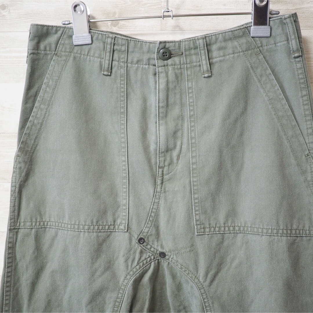 GANRYU 15AW 綿チノクロス製品洗いベイカーサルエルパンツ-S