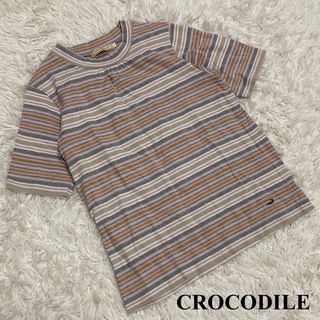 クロコダイル(Crocodile)のCROCODILE Tシャツ ボーダー マルチカラー Lサイズ 良品(Tシャツ(半袖/袖なし))