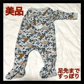 エイチアンドエム(H&M)のアニマル柄♡ジャングル♡森系♡森♡バンビ♡ロンパース♡小動物♡モリス系♡美品(ロンパース)