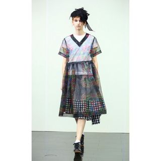 トリココムデギャルソン(tricot COMME des GARCONS)の★美品 トリココムデギャルソン  オーガンジーワンピース (ひざ丈ワンピース)