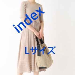 インデックス(INDEX)の3623 index ワールド ワンピース ベージュ L 新品未使用(ロングワンピース/マキシワンピース)