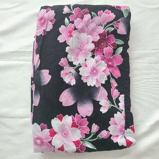 浴衣 桜柄 お祭り ピンク 黒色 M~L 大人用(浴衣)