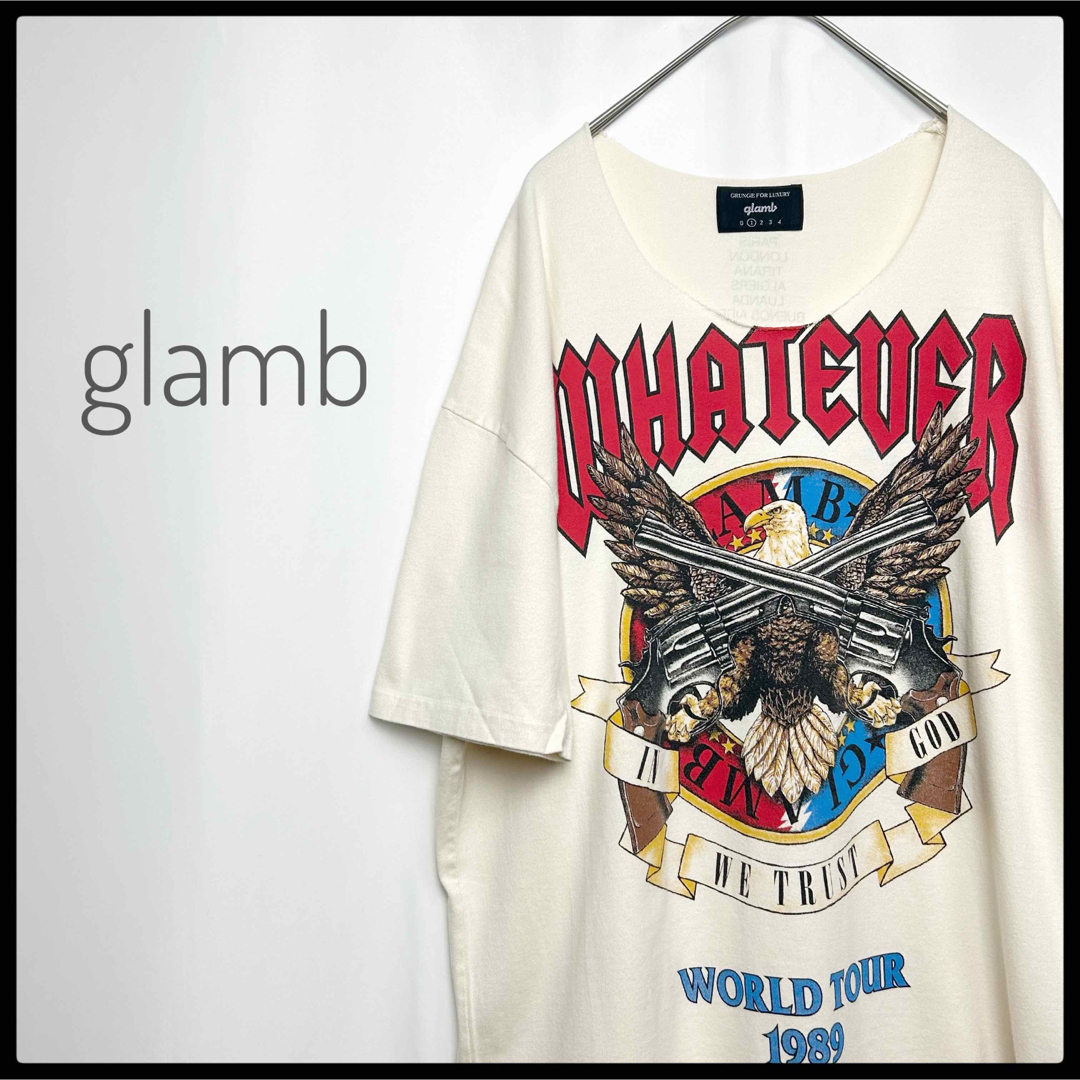 レア　glamb バンT風　プリントTシャツ ヴィンテージ加工　バックプリント