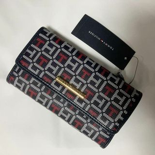 トミーヒルフィガー(TOMMY HILFIGER)の【新品】トミーヒルフィガー 長財布 モノグラム ネイビー 白 赤 レア メンズ(財布)