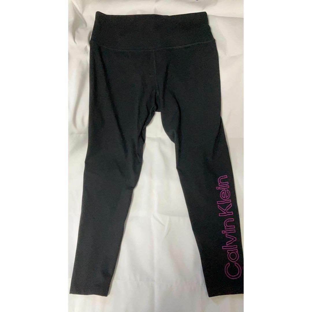 新品 カルバンクライン ck ヨガパンツ スパッツ 黒 ピンクロゴ M