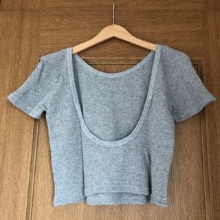 アングリッド(Ungrid)の【美品】バックオープンCher Shore  サーマル生地 Tシャツ カットソー(Tシャツ(半袖/袖なし))