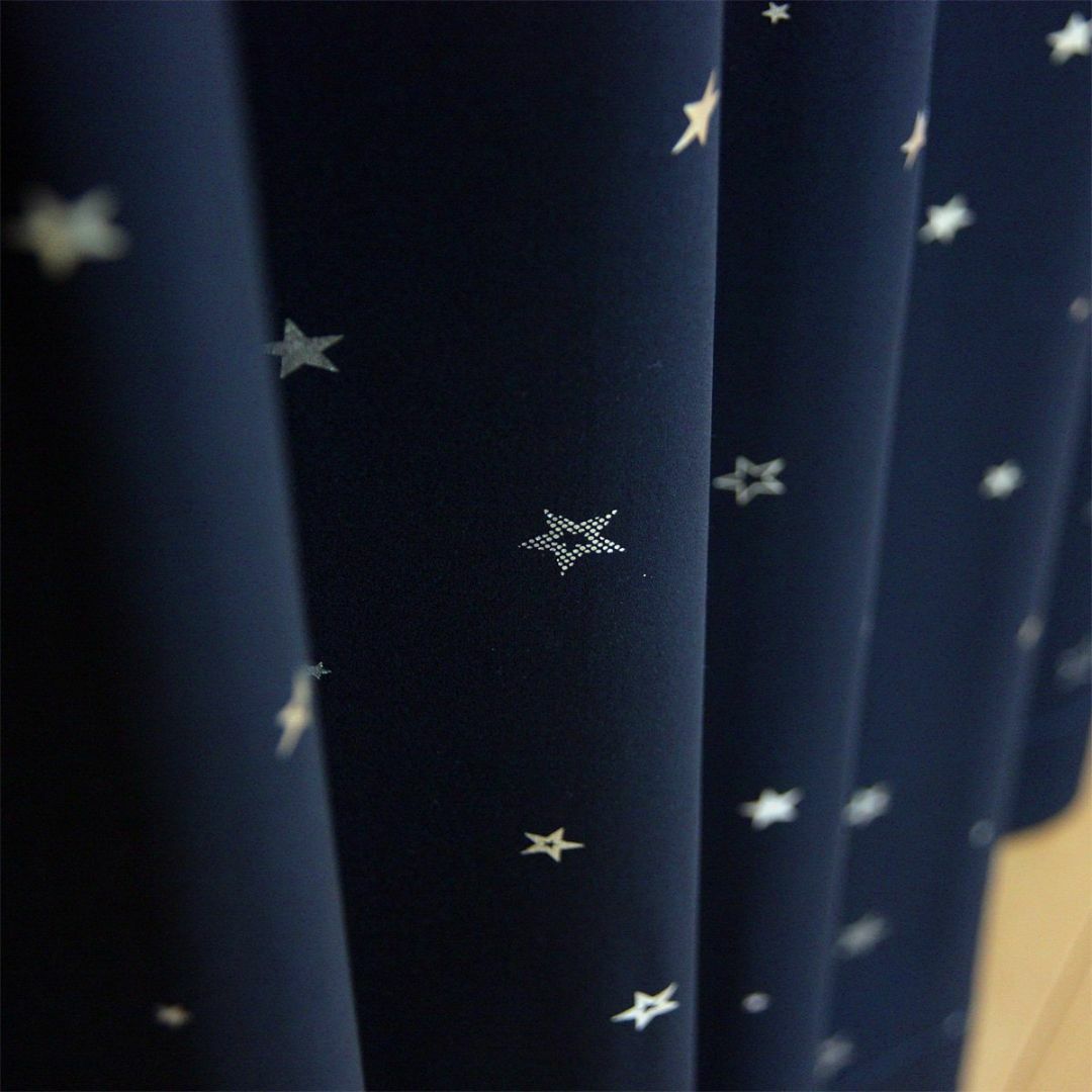 遮光カーテン 遮光1級 幅100cm×丈178cmの2枚組 星柄