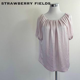 ストロベリーフィールズ(STRAWBERRY-FIELDS)のstrawberryfields ストロベリーフィールズ とろみトップス ピンク(シャツ/ブラウス(半袖/袖なし))