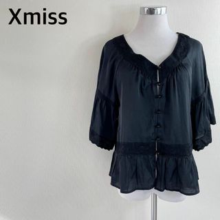 キスミス(Xmiss)のXmiss キスミス ケープスリーブ ブラウス ブラックトップス(シャツ/ブラウス(長袖/七分))