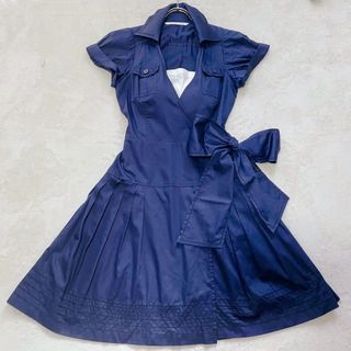 ダイアンフォンファステンバーグ(DIANE von FURSTENBERG)のDIANE von FURSTENBERGパイピングカシュクールシャツワンピース(ひざ丈ワンピース)