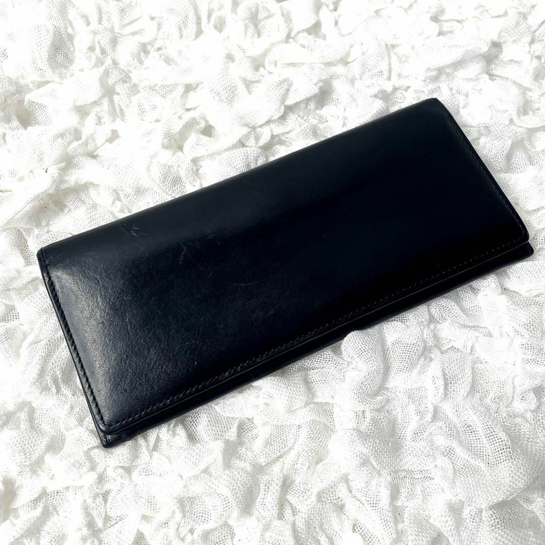 s58【ココマイスター】スマート 薄型 長財布 レザー 本革 ロングウォレット黒