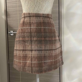 韓国ファッション　ピンクチェックスカパン　スカート(ミニスカート)