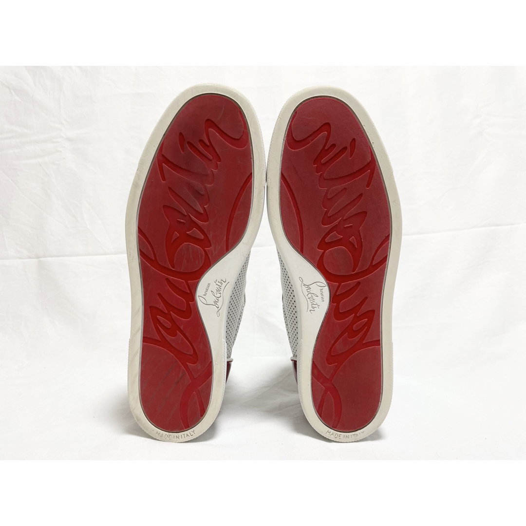 Christian Louboutin(クリスチャンルブタン)の希少 美品 クリスチャン ルブタン レザー ローカット スニーカー 38 白 赤 レディースの靴/シューズ(スニーカー)の商品写真