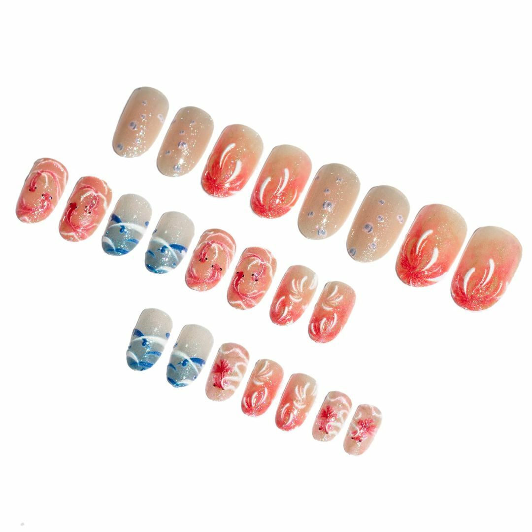 【色: M201】Sun&Beam Nails ネイルチップ ショート ミディア コスメ/美容のネイル(ネイルケア)の商品写真