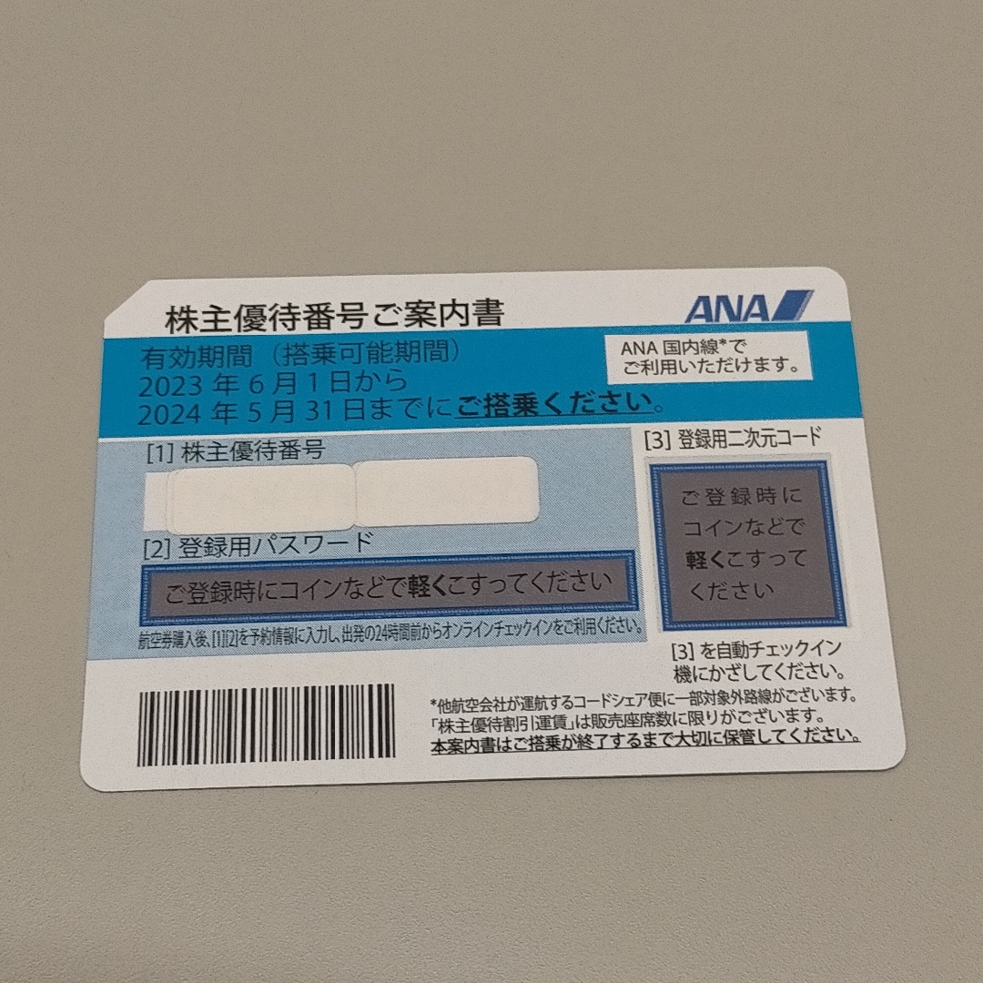 ANA 株主優待券 株主優待番号ご案内書 全日空 チケットの乗車券/交通券(航空券)の商品写真