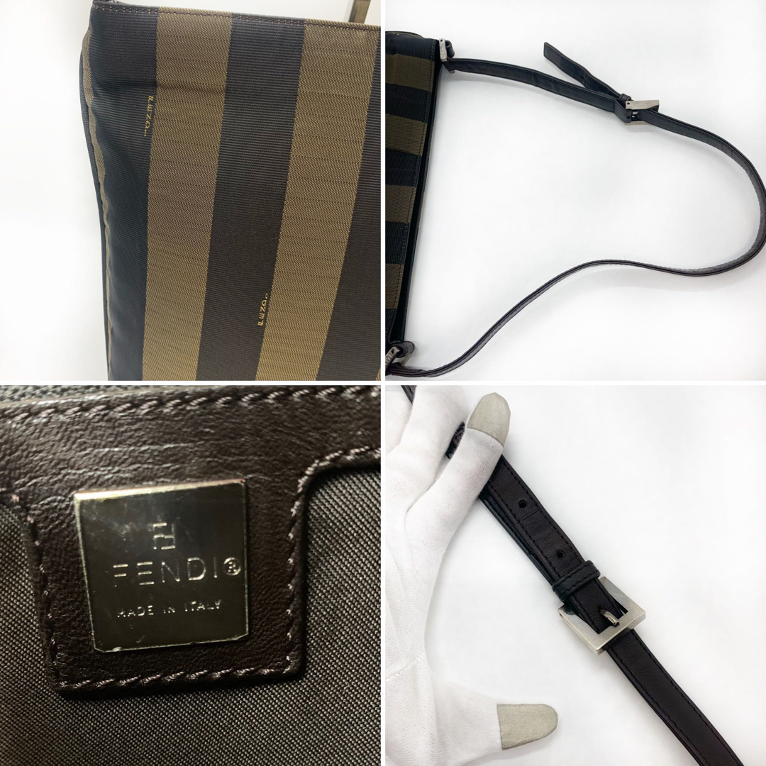 美品✨FENDI フェンディ 異素材MIX ショルダーバッグ ペカン柄 レザー-