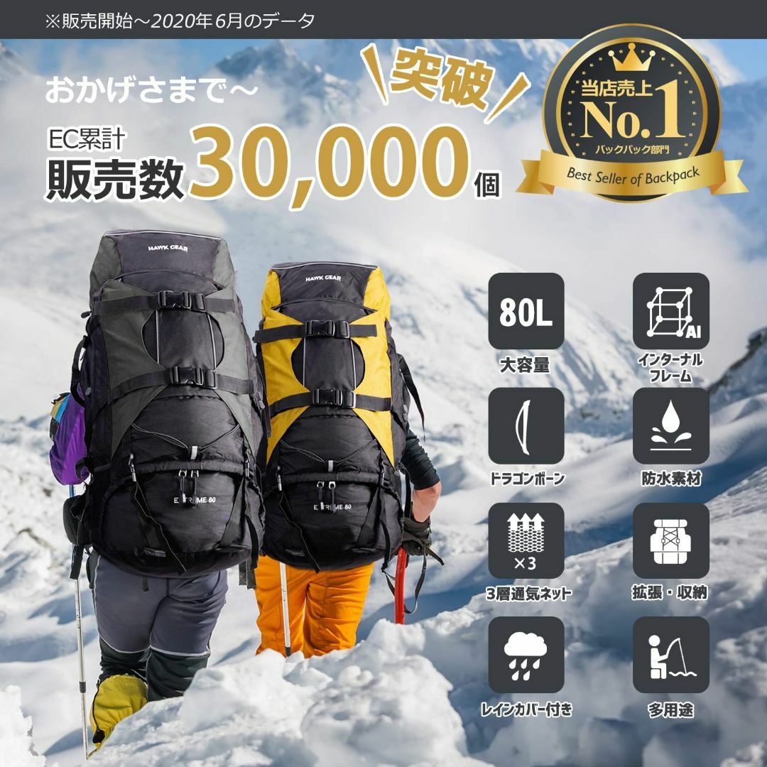 色: モスグリーン】[HAWK GEAR(ホークギア)] バックパック 80L 購入安い