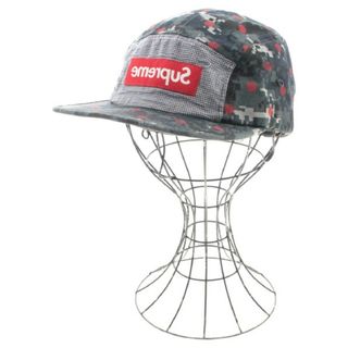 Supreme シュプリーム キャップ - グレー系x紺系x赤等(総柄)