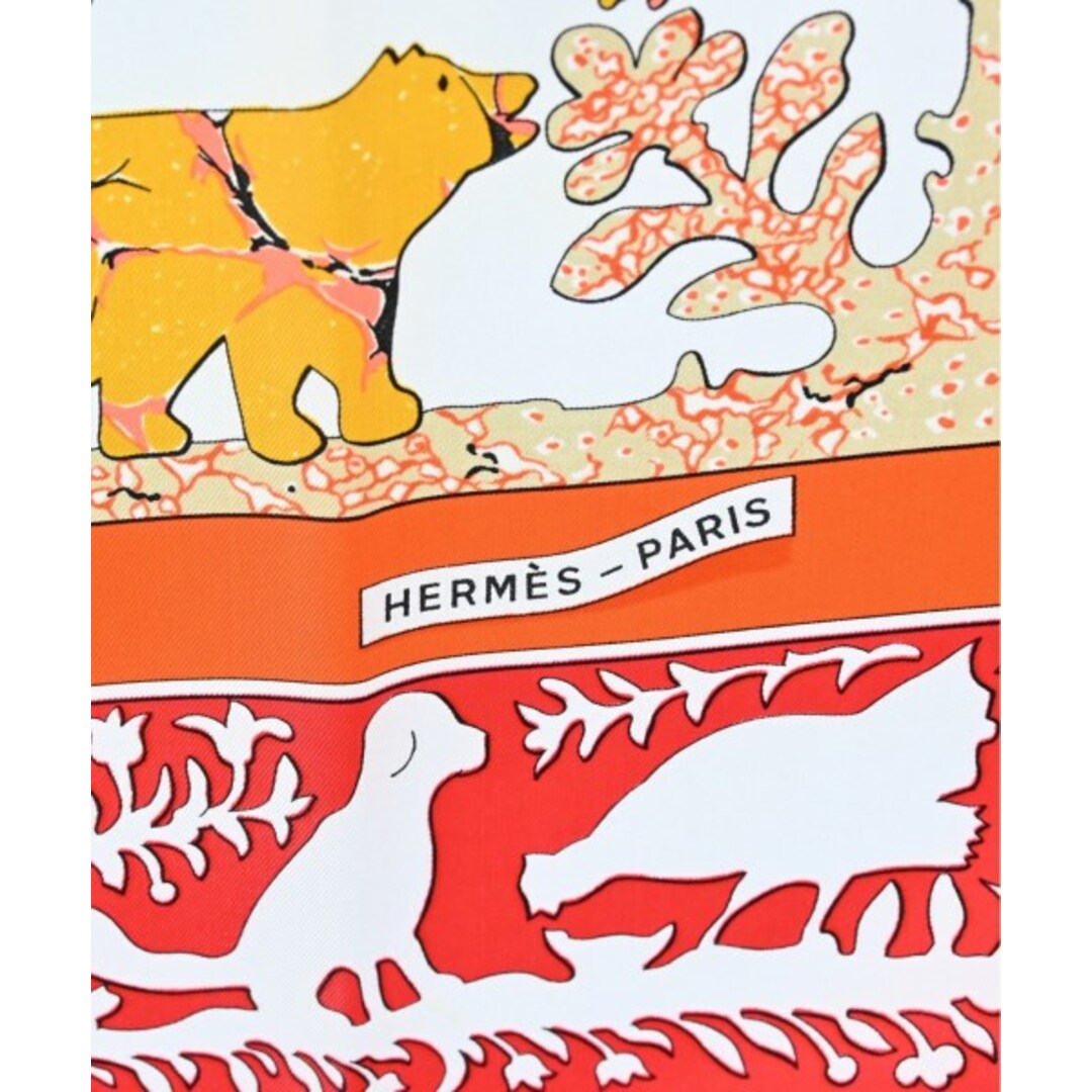 HERMES エルメス バンダナ・スカーフ 赤xオレンジx白等総柄