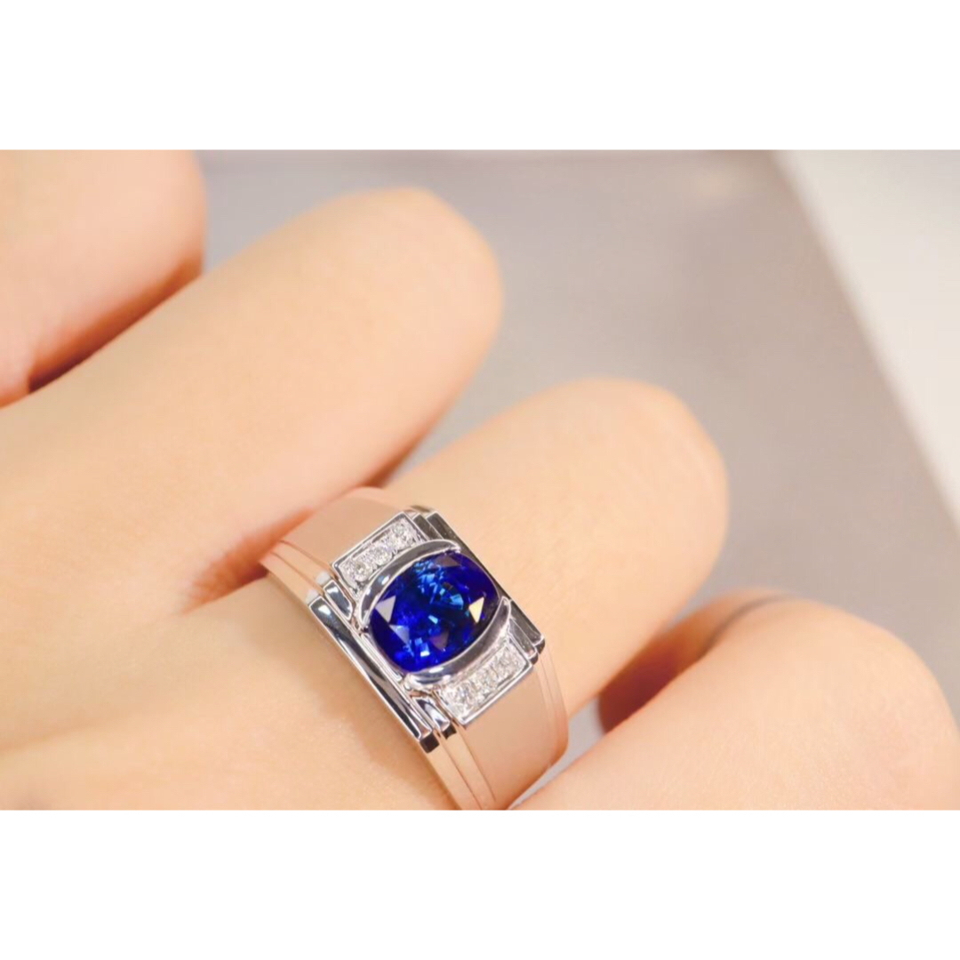 天然 ブルーサファイア ダイヤ リング2.16ct k18 ¥ダイヤモンド