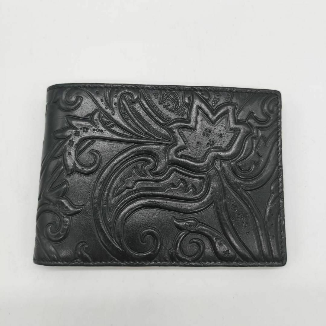 美品✨エトロ 二つ折り財布 マルゴット ペイズリー レザー ブラック 1