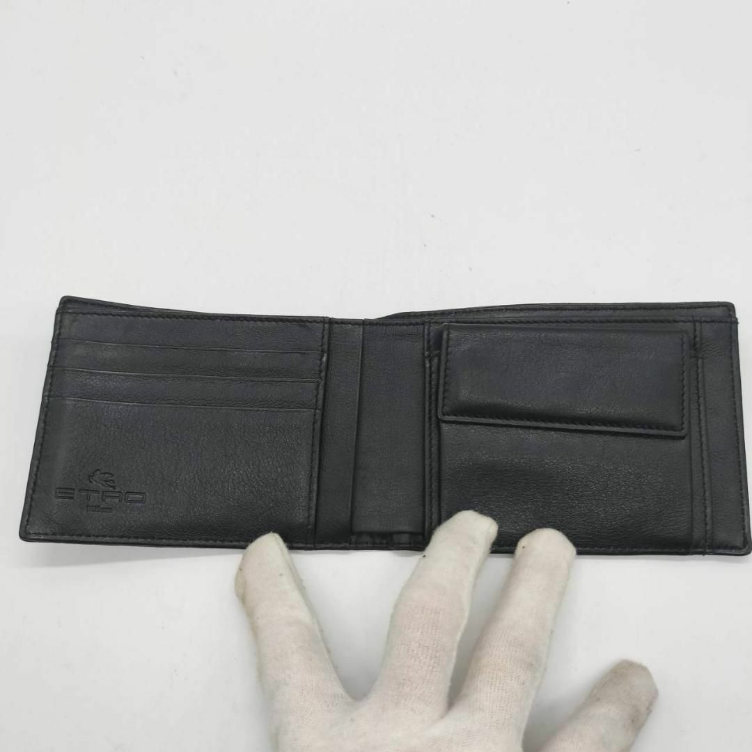 美品✨エトロ 二つ折り財布 マルゴット ペイズリー レザー ブラック 6