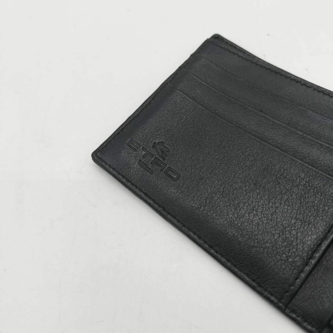 美品✨エトロ 二つ折り財布 マルゴット ペイズリー レザー ブラック 9