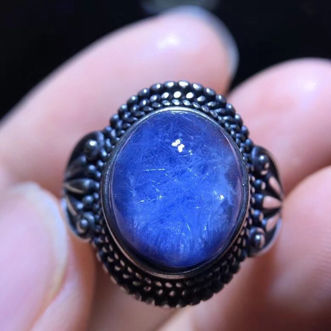 天然】ブルールチル デュモルチエライト リング 11.7*9.8mm-