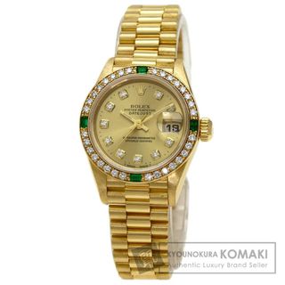 ロレックス(ROLEX)のROLEX 69078G デイトジャスト エメラルド ダイヤモンドベゼル 腕時計 K18YG K18YG ダイヤモンド レディース(腕時計)