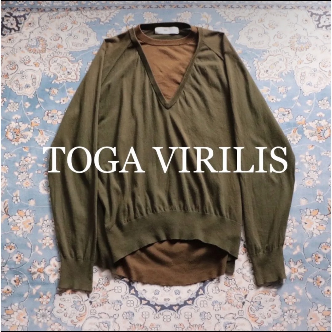 TOGA VIRILIS レイヤード 二重ギャザードレープ ニットセーター