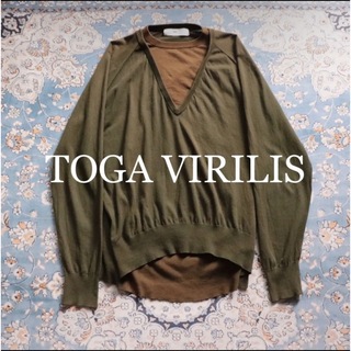 トーガ(TOGA)のTOGA VIRILIS レイヤード 二重ギャザードレープ ニットセーター(ニット/セーター)