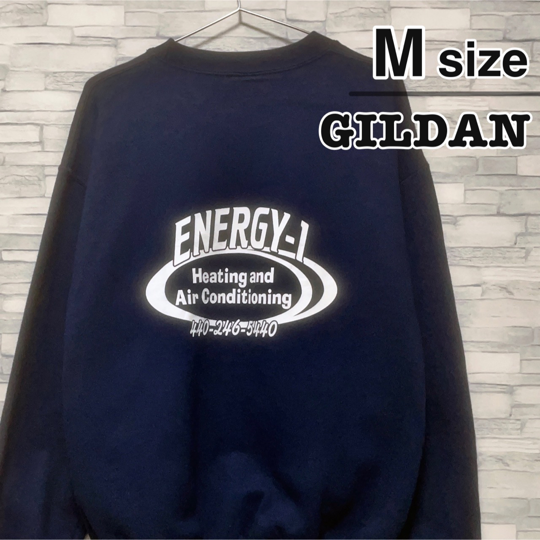 GILDAN ギルダン スウェット XL 紺 長袖 プリントロゴ